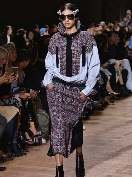SACAI -  F/W 2017 SKIRT WITH PLEATED SIDE INSERTS