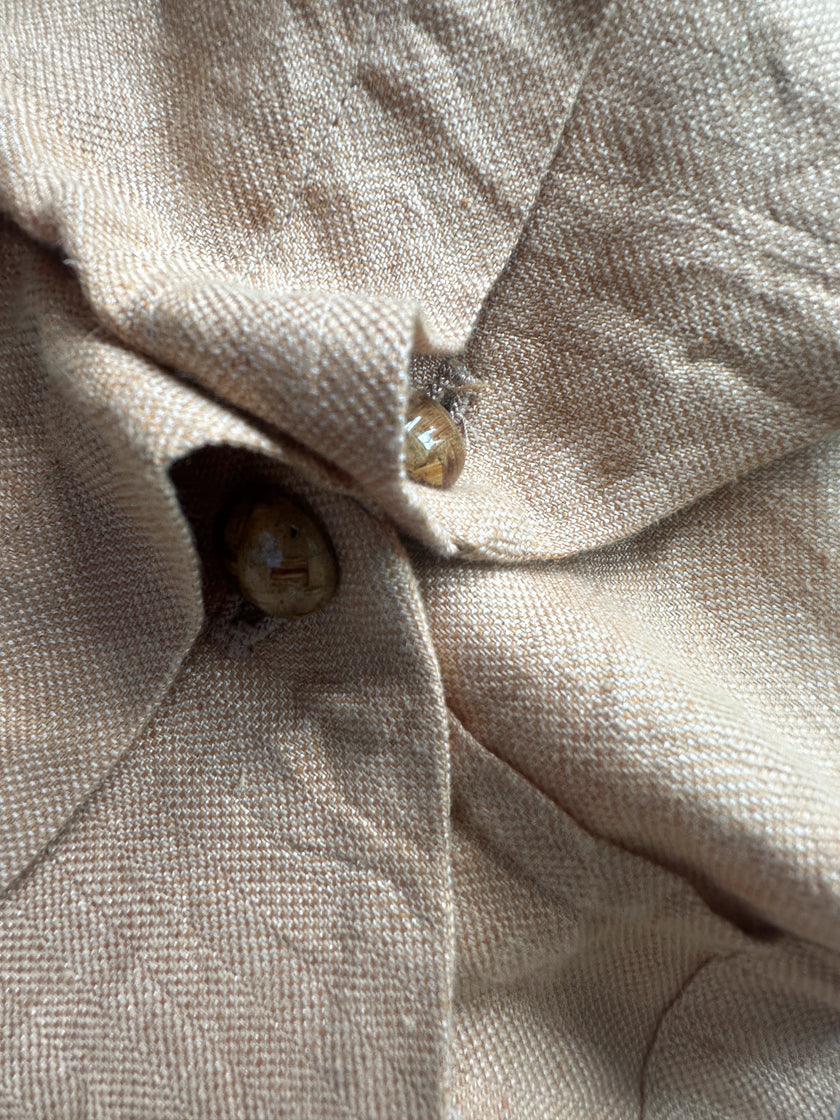 ISSEY MIYAKE - 1990s CROP FIT LINEN CAPE BLOUSE