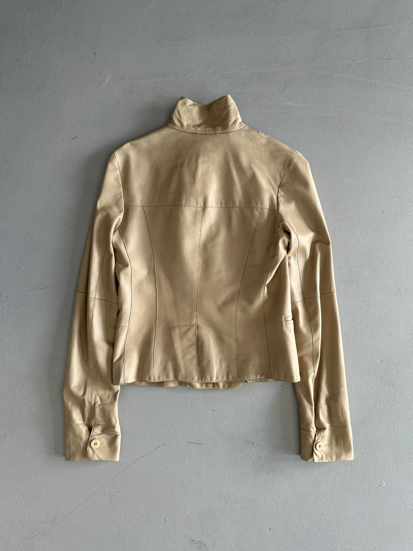 EMPORIO ARMANI - 2004 FUNNEL NECK LEATHER JACKET