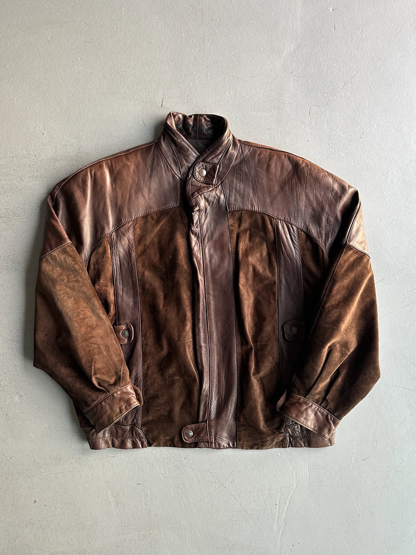 SPANISH LABEL 1980s PANELED LEATHER JACKET