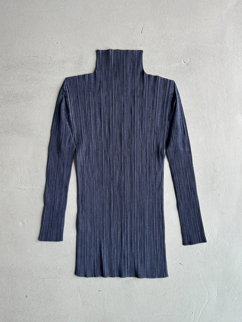 ISSEY MIYAKE PLEATS PLEASE - F/W 2004 HIGH NECK PLEATED LONG SLEEVE TOP