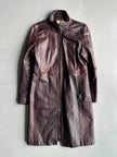 ARMANI JEANS - F/W 2000 LONG LEATHER COAT WITH PIPING DETAIL