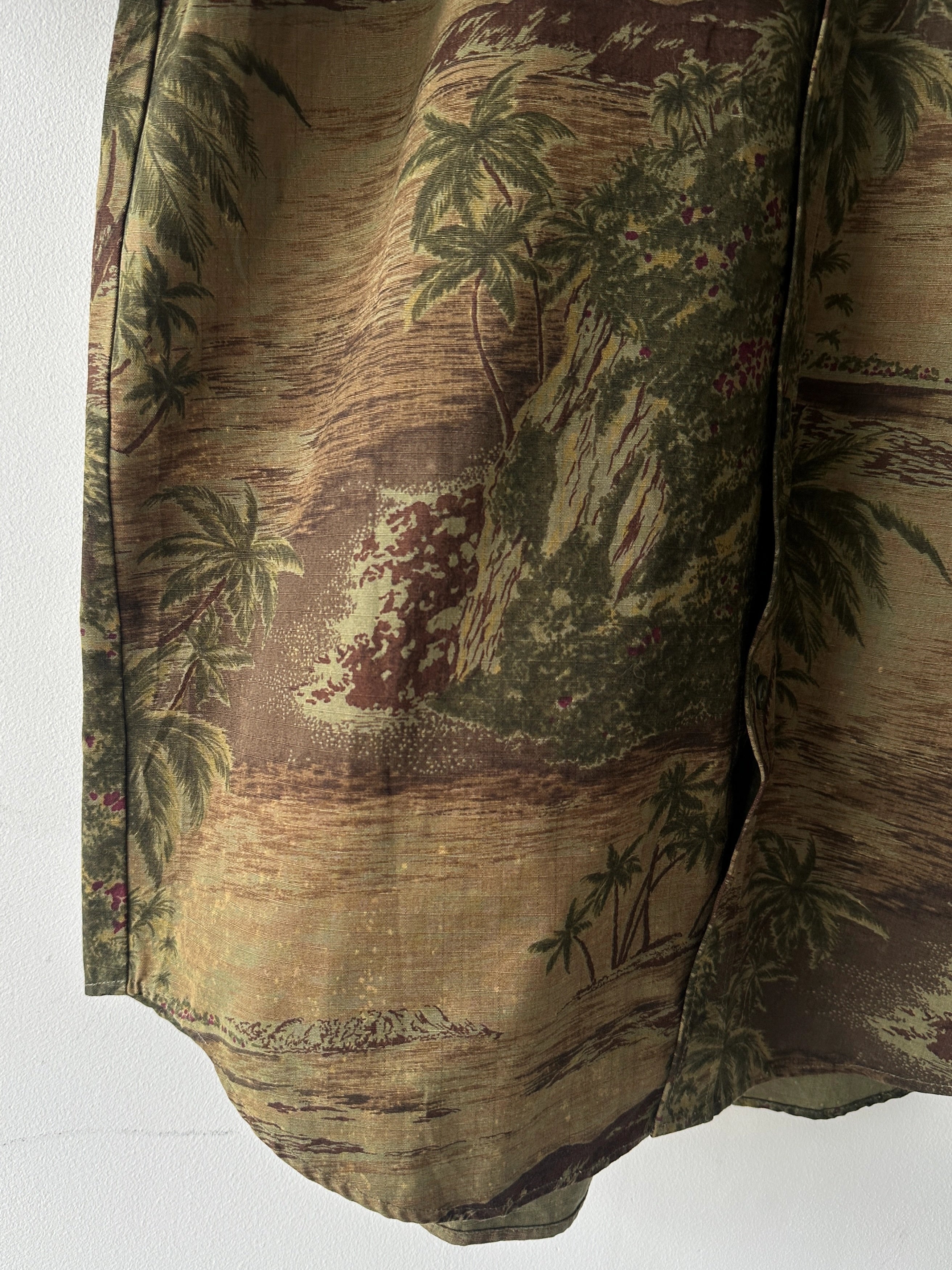 A.P.C. - S/S 2004 TROPICAL PRINT TEXTURED SHORT SLEEVE SHIRT