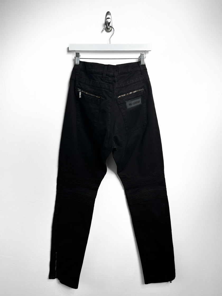 DIRK BIKKEMBERGS - early 2000s BIKER TROUSERS WITH ZIP DETAILS