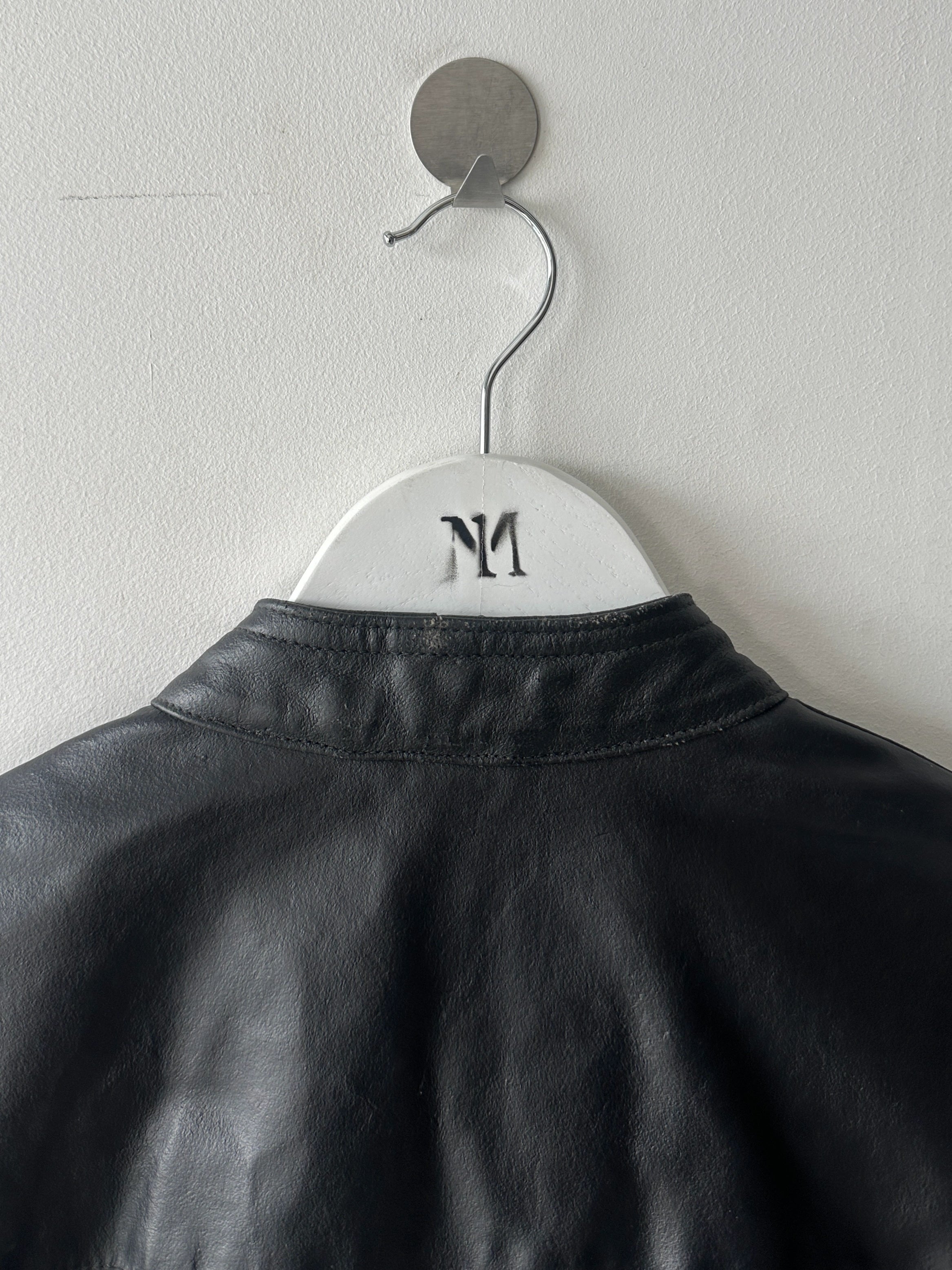 ARMANI JEANS - late 1980s CROP FIT BIKER LEATHER JACKET