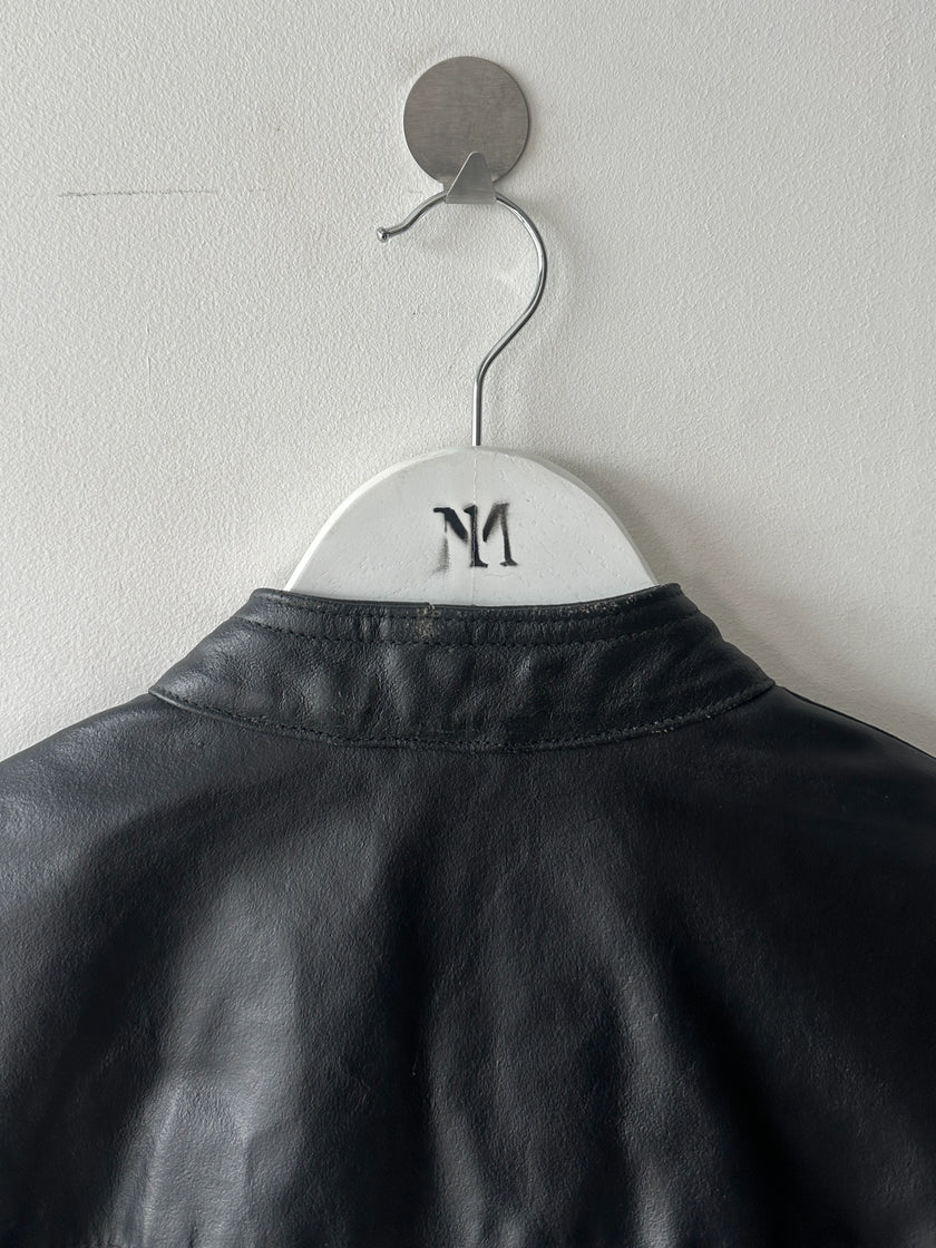 ARMANI JEANS - late 1980s CROP FIT BIKER LEATHER JACKET
