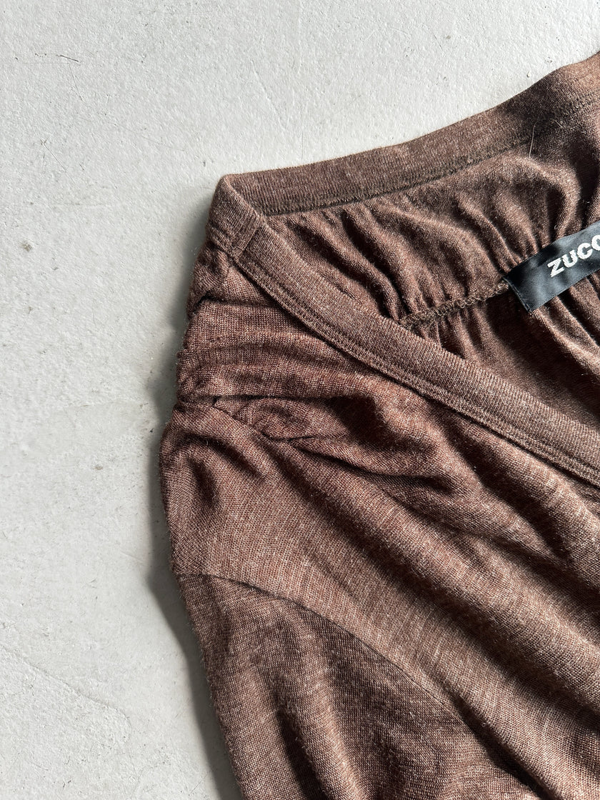 ZUCCA - F/W 2003 RUCHED HEM V NECK CARDIGAN