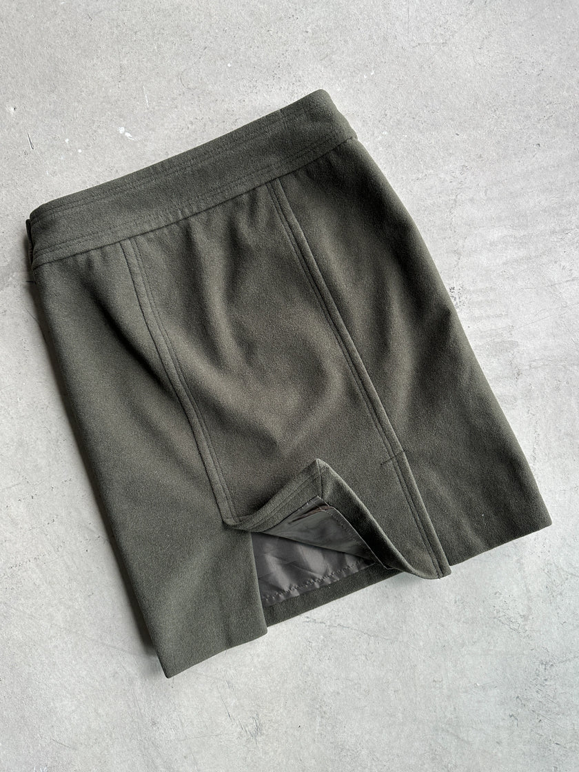 BURBERRY BLUE LABEL - 2000s WOOL MINI SKIRT WITH ASYMMETRICAL POCKETS