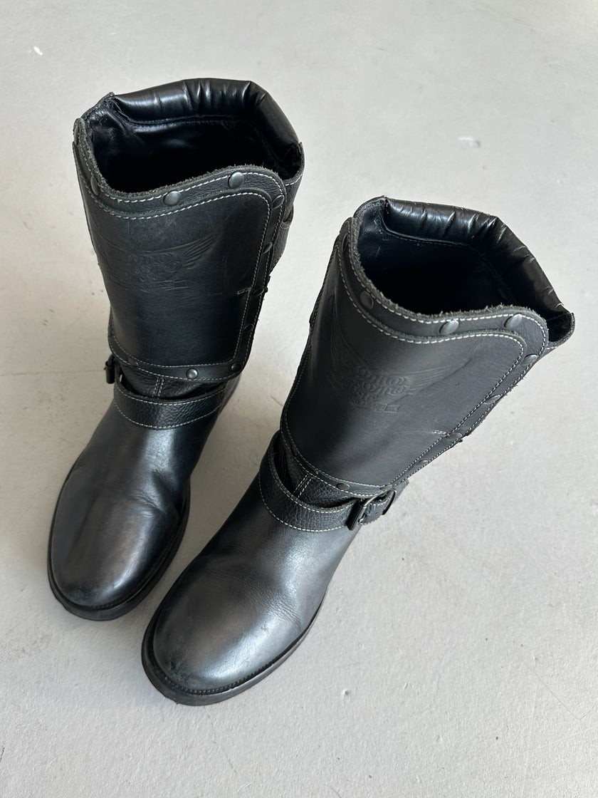 ARMANI JEANS - 2000s BIKER LEATHER BOOTS