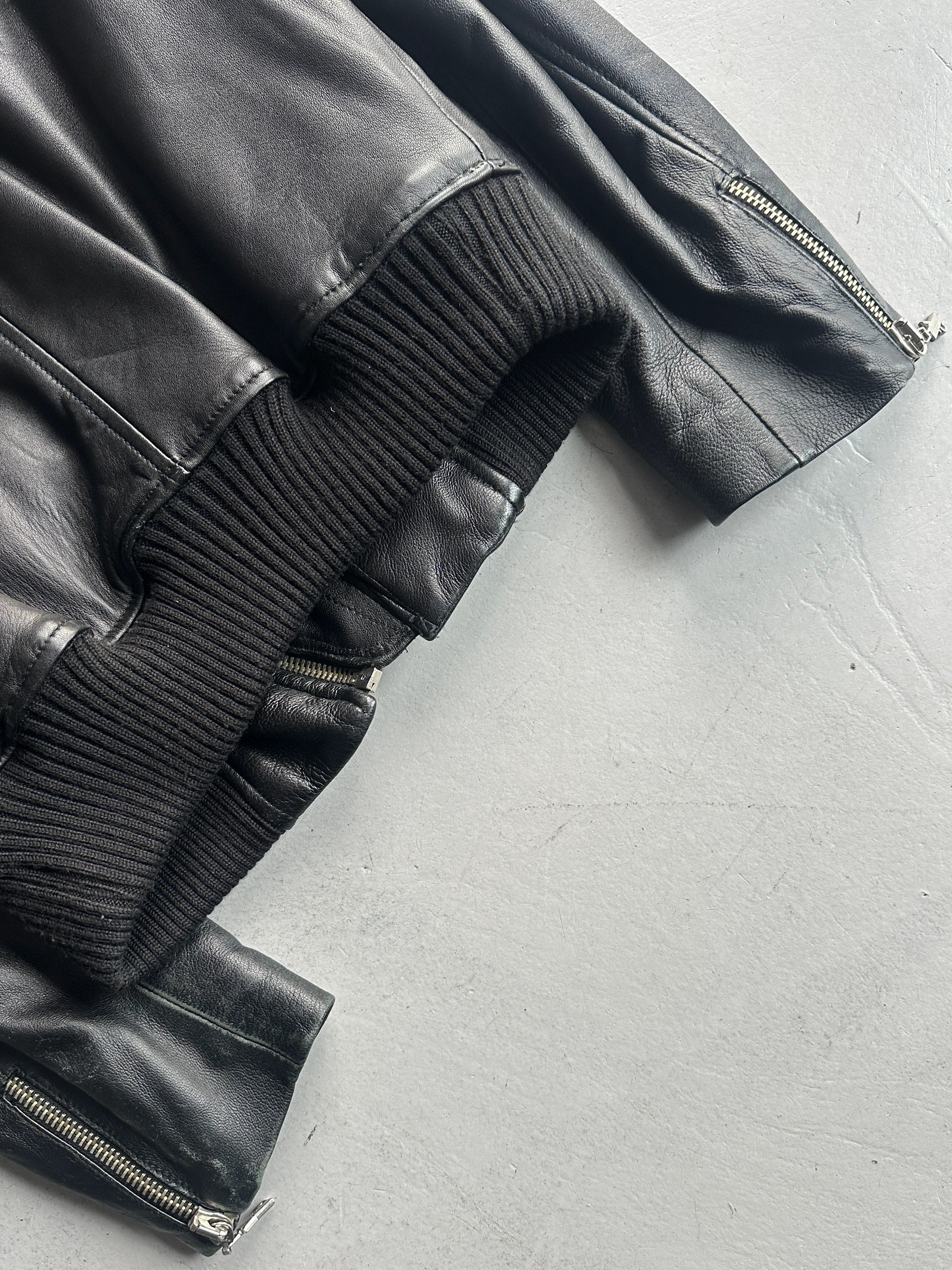 VERSUS VERSACE - early 2000s REMOVABLE COLLAR LEATHER JACKET