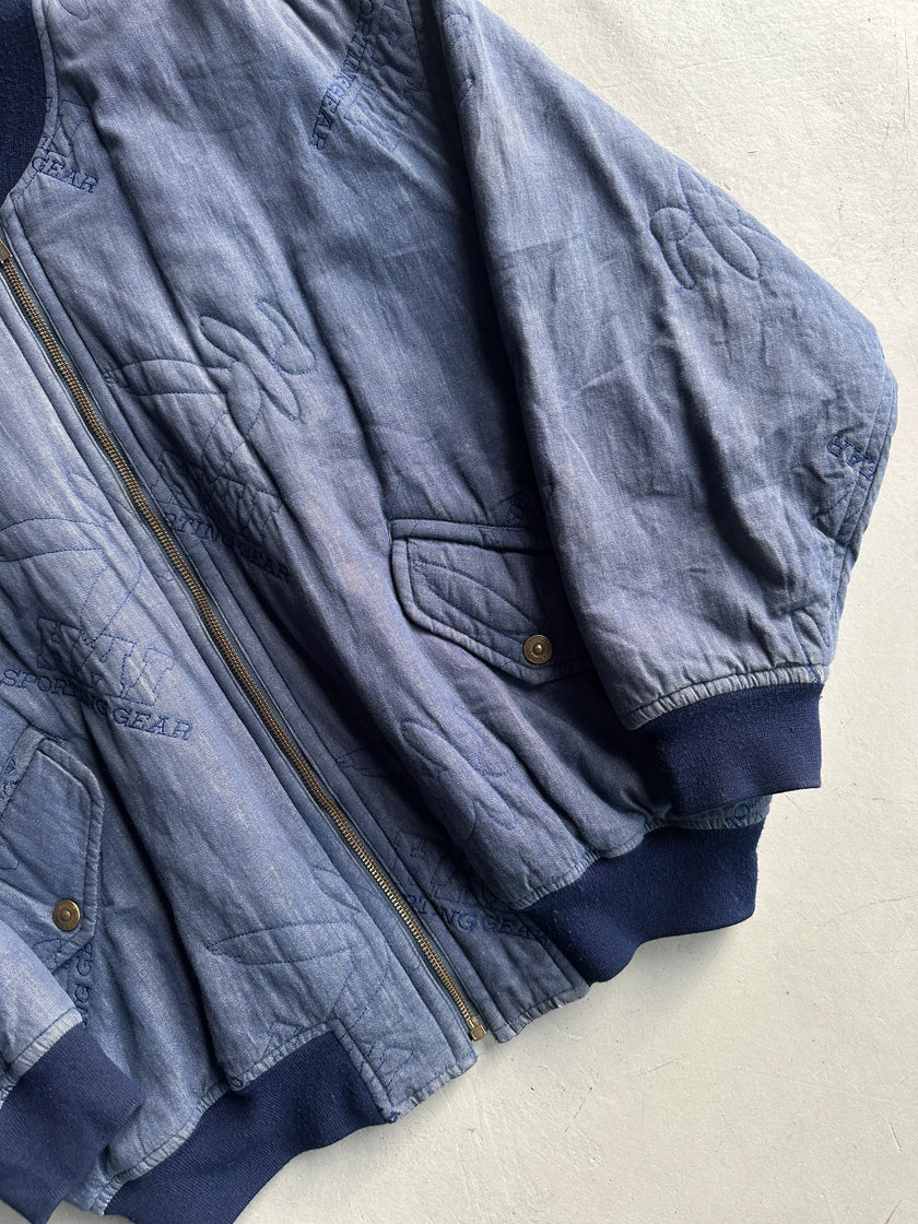 ISSEY MIYAKE HAI - 1980s ALL OVER EMBROIDERED LOGO  BOMBER JACKET