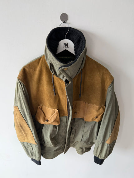 C.P. COMPANY - A/W 1983 LEATHER AND JAPANESE NYLON FIELD BOMBER JACKET