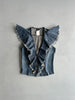 PLEIN SUD - 1990s RUCHED FRONT DENIM VEST TOP