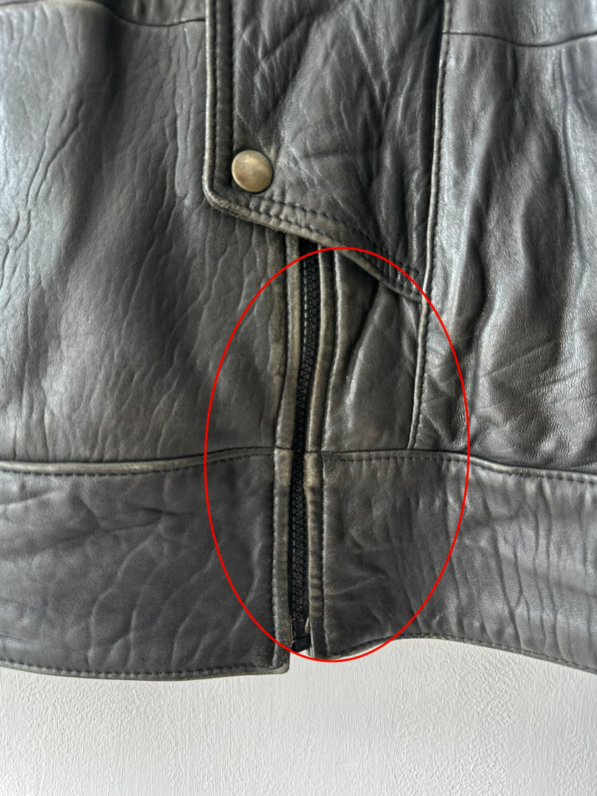 ITALIAN LABEL 1980s HEAVY LEATHER BOMBER JACKET