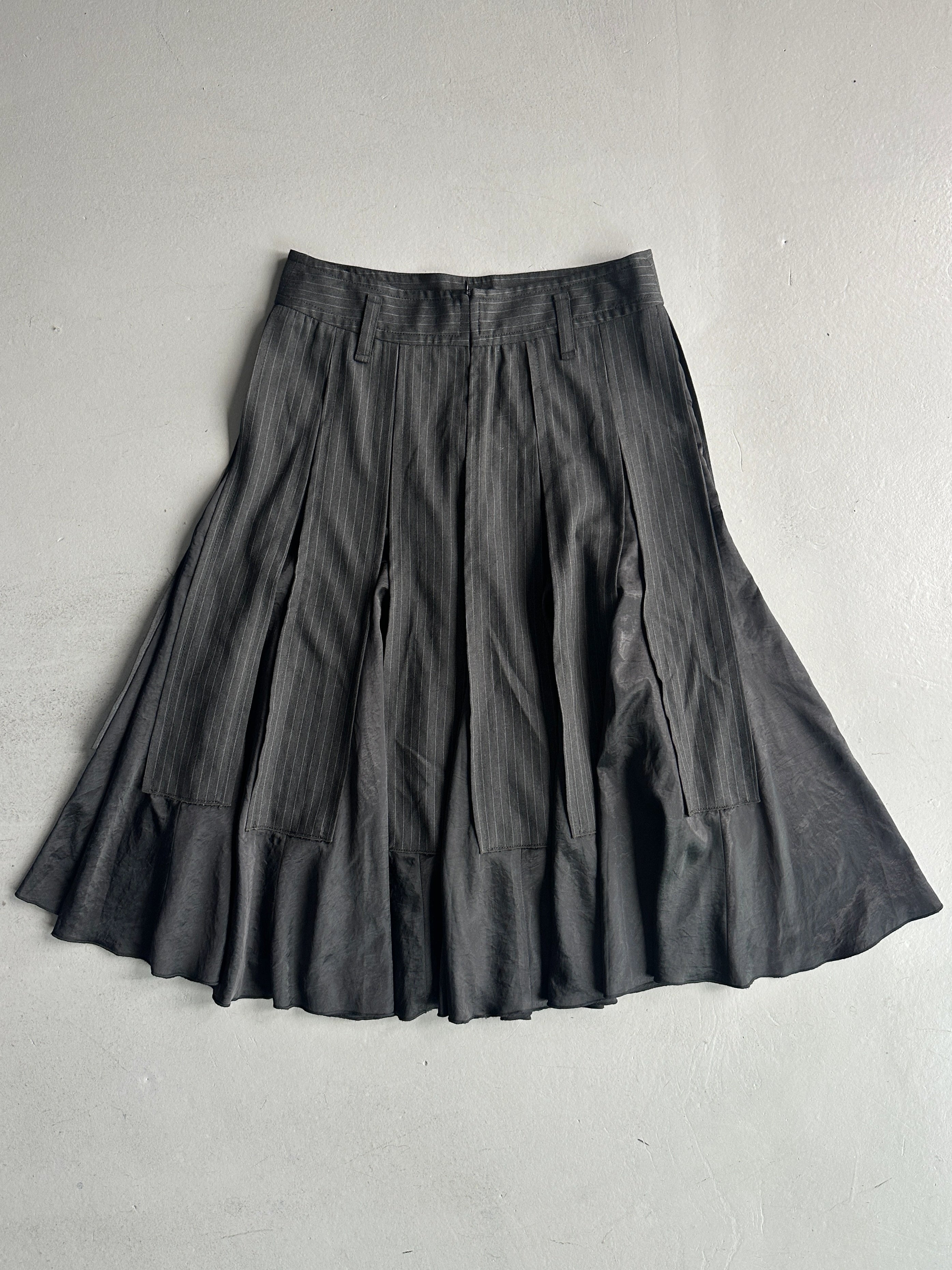 MARELLA - 2000s PANELED PLEATED LONG PINSTRIPED SKIRT