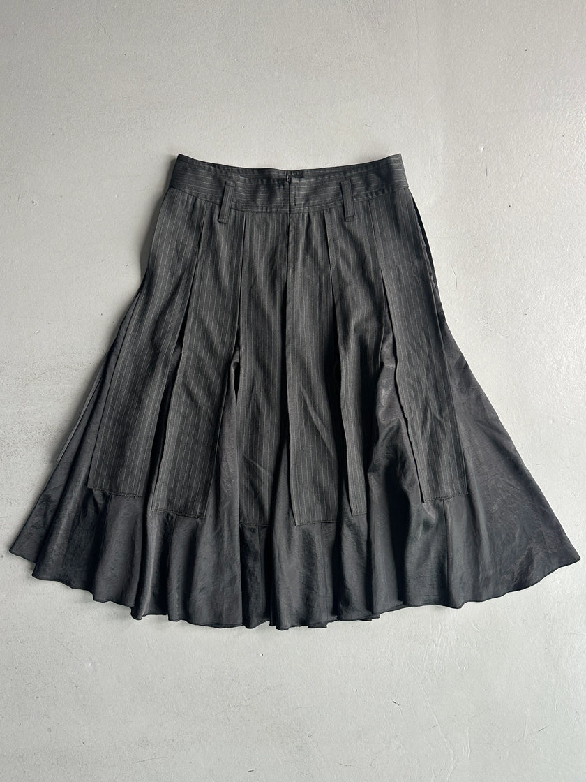 MARELLA - 2000s PANELED PLEATED LONG PINSTRIPED SKIRT