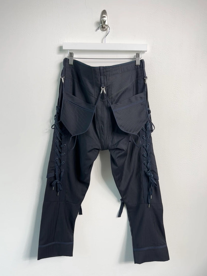 MARITHÉ + FRANÇOIS GIRBAUD - S/S 2009 PINSTRIPED CROPPED CARGO TROUSERS