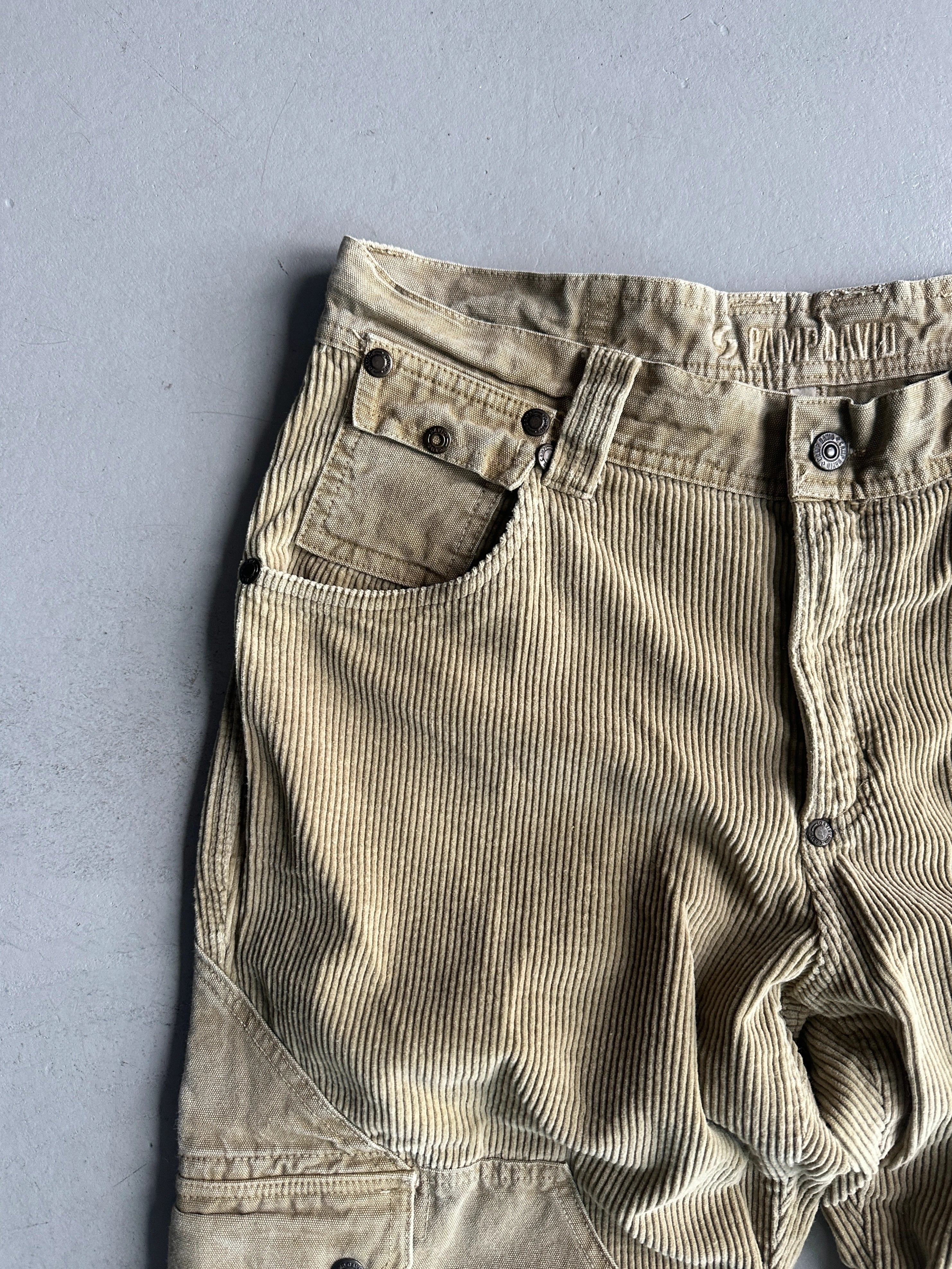 1990s WIDE LEG CORDUROY PANELS CARGO TROUSERS
