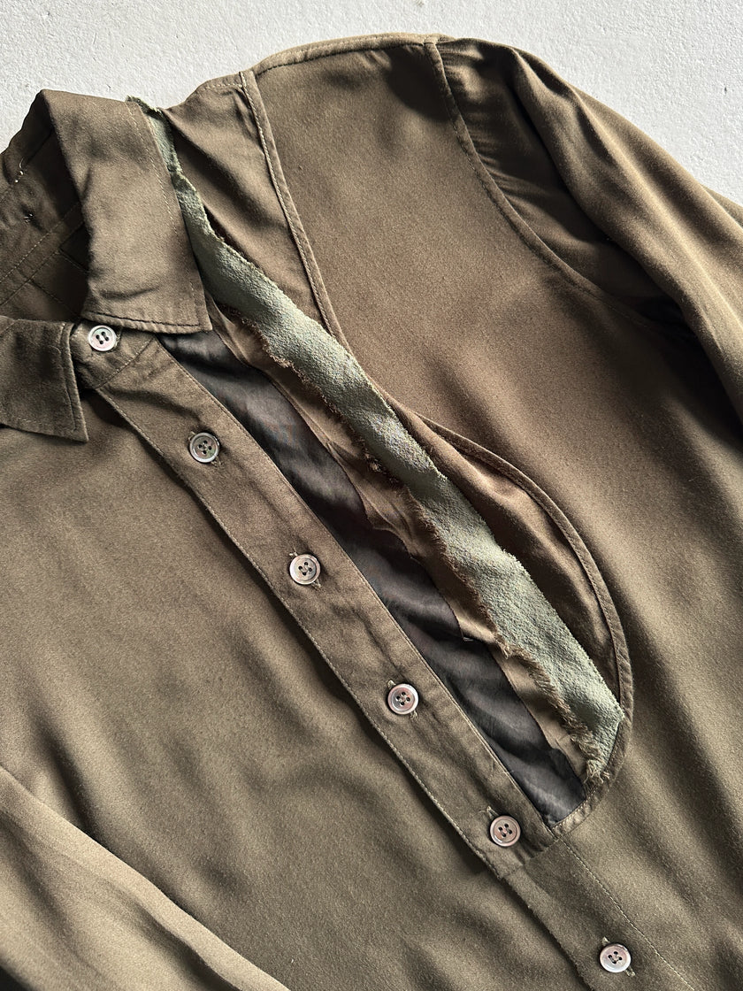 YOHJI YAMAMOTO Y'S - S/S 2001 ASYMMETRICAL SHIRT WITH DETACHABLE DETAIL AT COLLAR