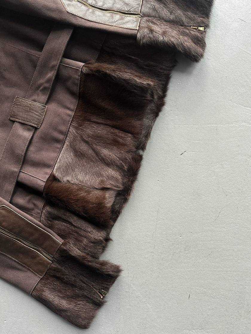 ICEBERG - early 2000s BELTED JACKET WITH FUR COLLAR AND CUFFS