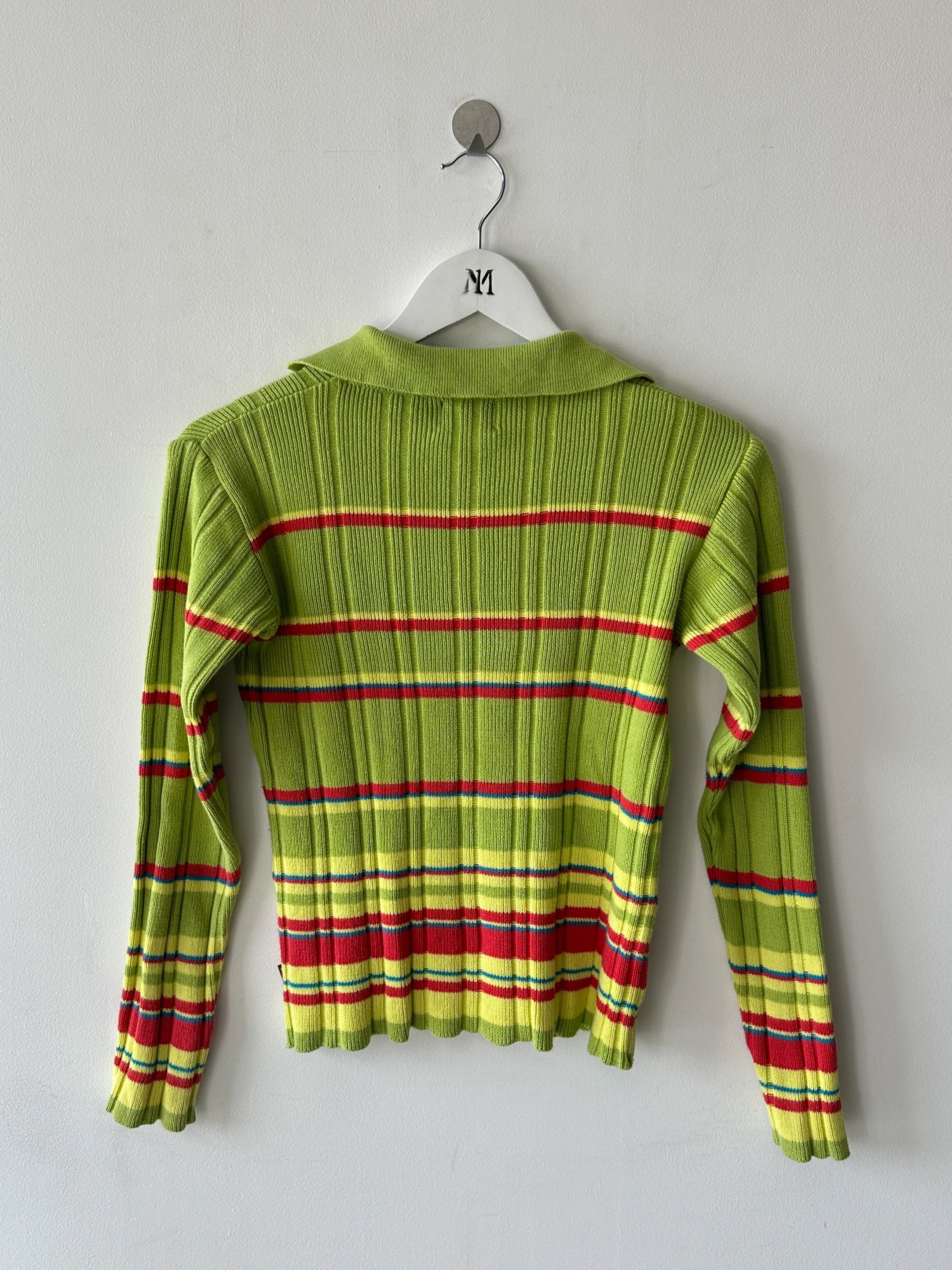 KENZO - early 2000s RIBBED POLO LONG SLEEVE TOP