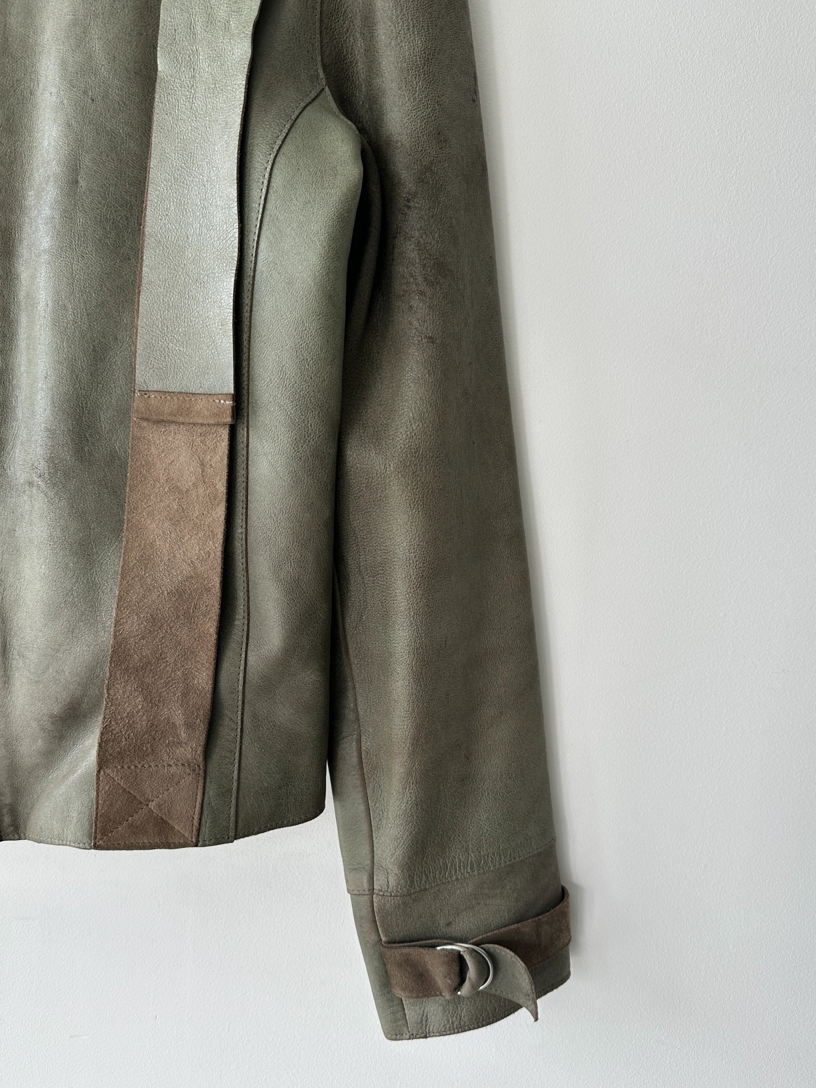 BRITISH LABEL - late 1990s LEATHER JACKET WITH BONDAGE DETAILS