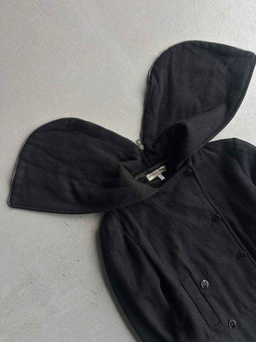 EMPORIO ARMANI - early 2000s FISHTAIL HOOD WOOL JACKET