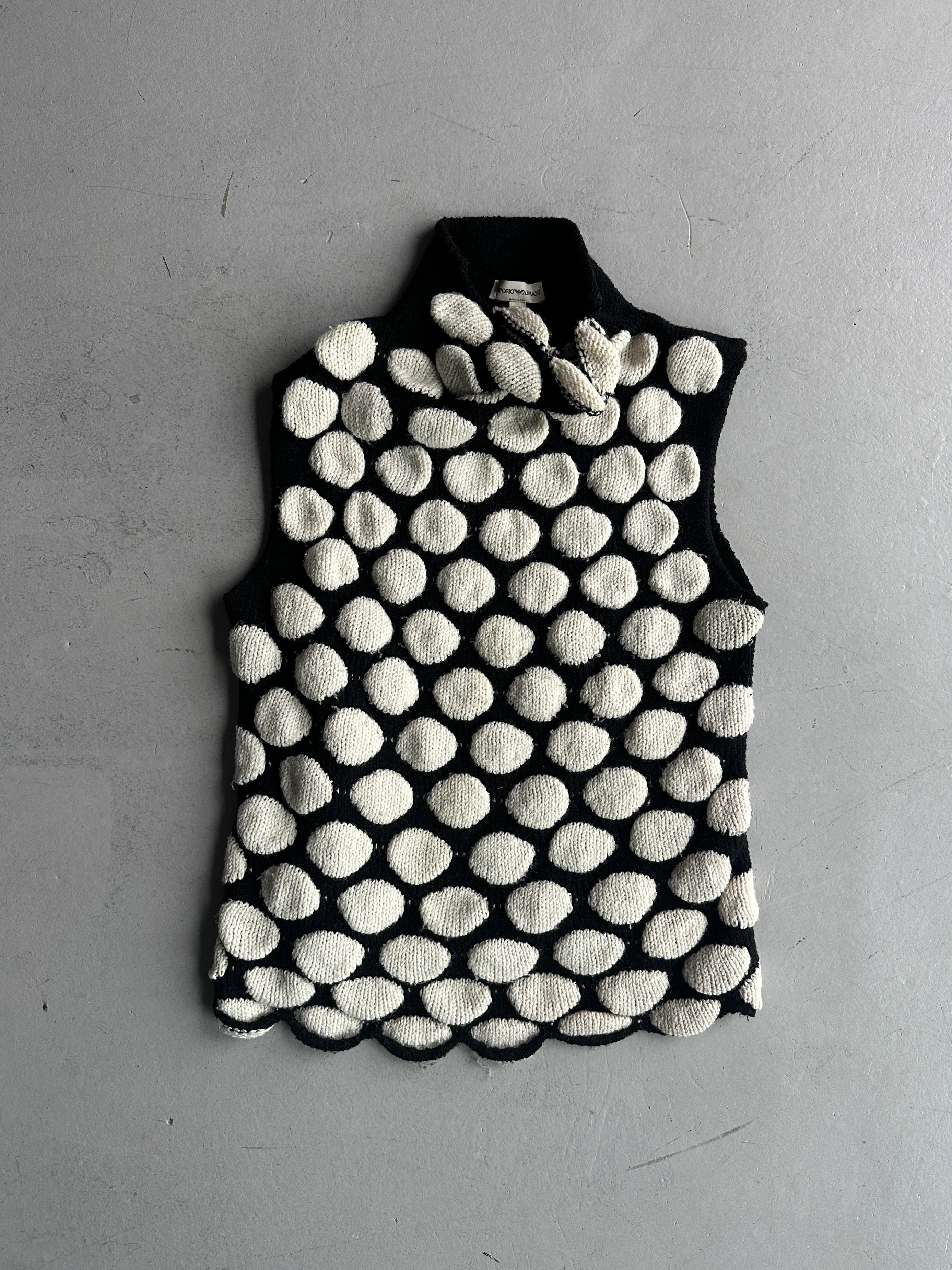 EMPORIO ARMANI - F/W 2002 BUBBLE FRONT HIGH NECK VEST KNIT TOP