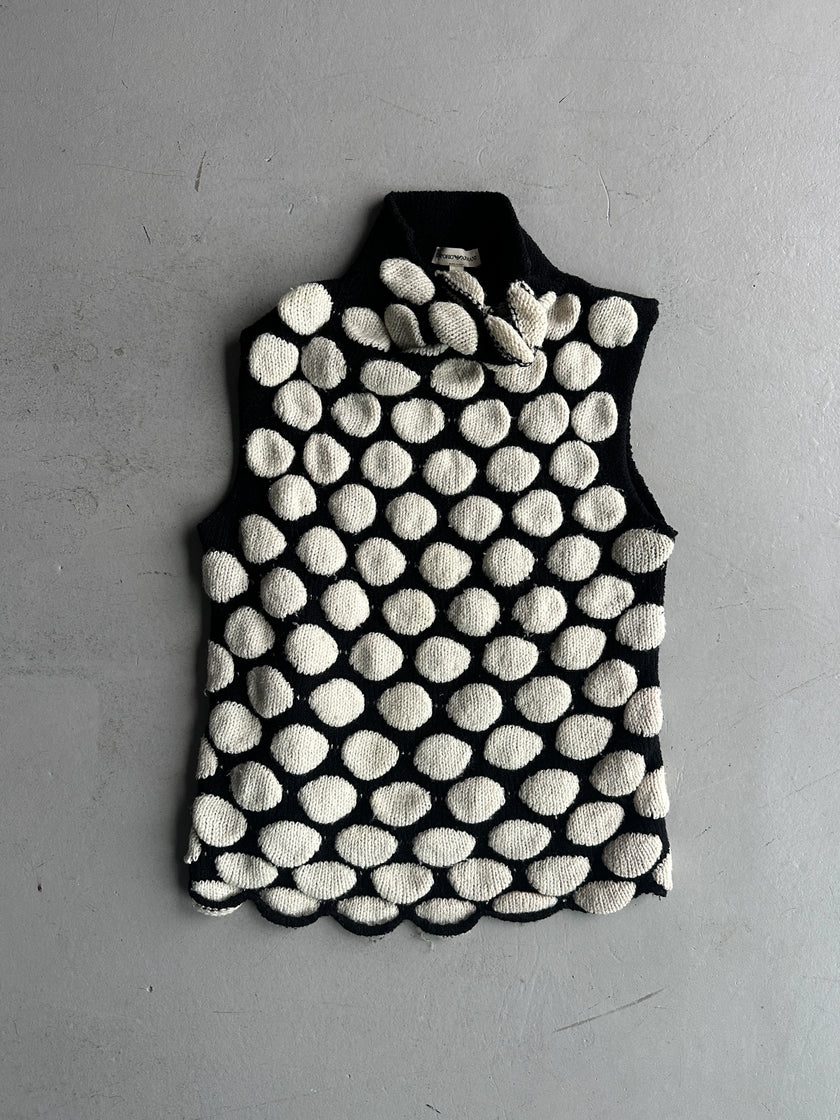 EMPORIO ARMANI - F/W 2002 BUBBLE FRONT HIGH NECK VEST KNIT TOP