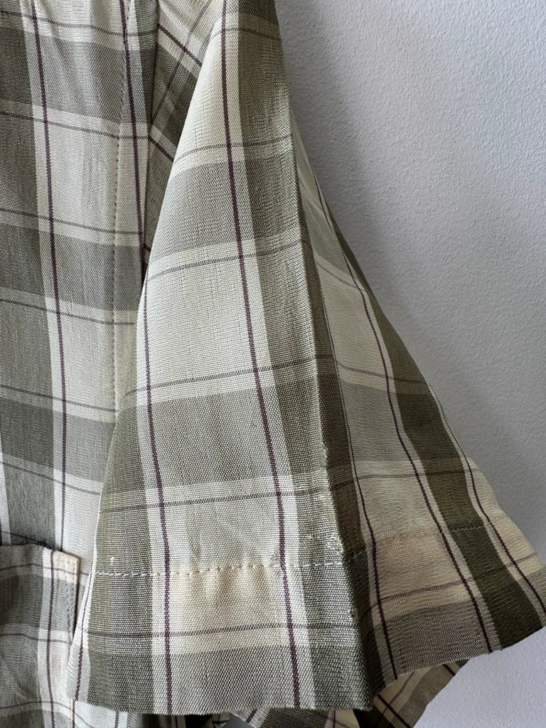 COMME DES GARÇONS - S/S 1994 CHECKED SHORT SLEEVE SHIRT WITH FLOWING DETAILS AT HEM