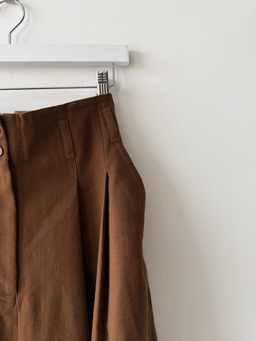 ISSEY MIYAKE SPORT - 1970s PLEATED HIGH WAIST WOOL SKIRT