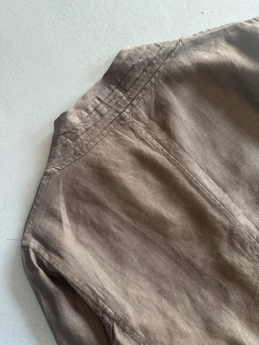 PLANTATION ISSEY MIYAKE - 1990s FLARED HEM LINEN BLOUSE