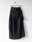 ISSEY MIYAKE HAI - 1980s PLEATED PINSTRIPED MAXI WOOL SKIRT WITH OVERSIZED POCKET