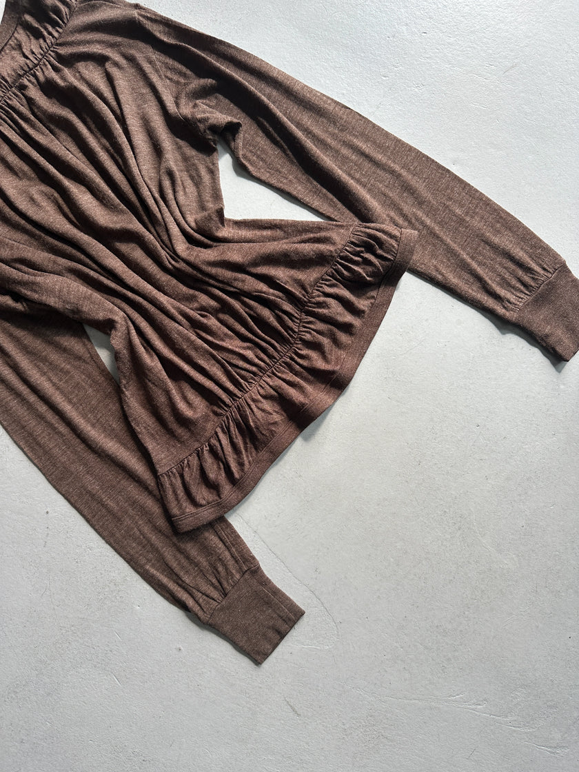ZUCCA - F/W 2003 RUCHED HEM V NECK CARDIGAN