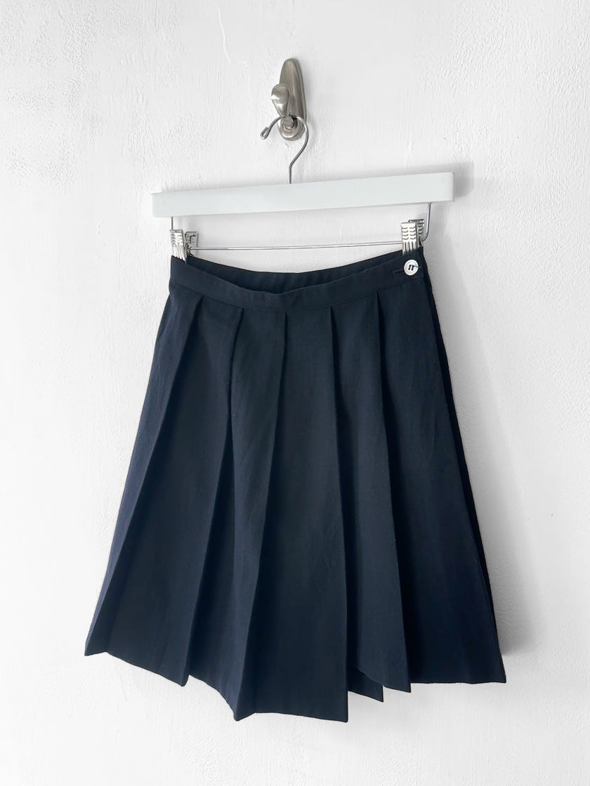 COMME DES GARÇONS - early 1980s ASYMMETRIC PLEATS WOOL MINI SKIRT