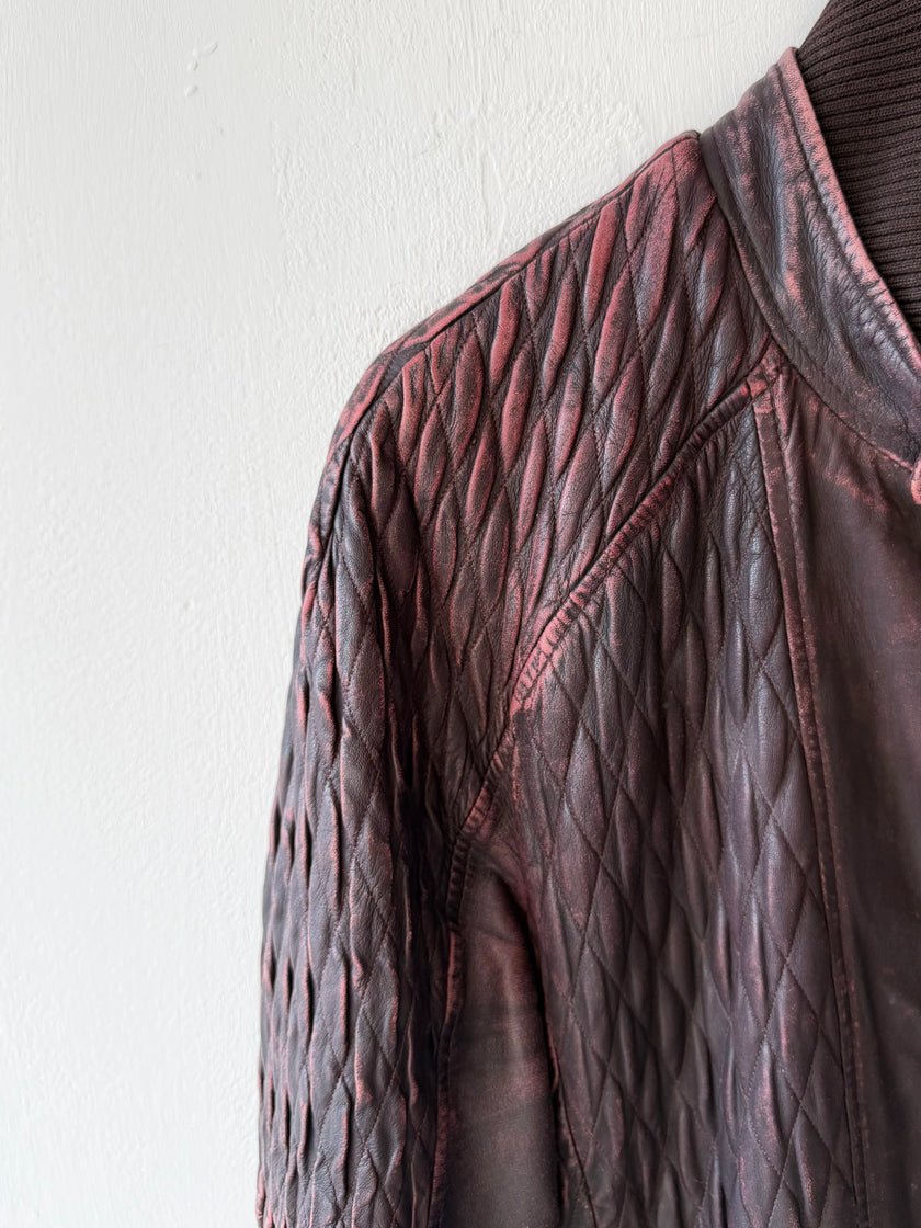 JUST CAVALLI - F/W 2008 DISTRESSED LEATHER BOMBER JACKET