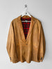 DOLCE & GABBANA - early 2000s DISTRESSED LEATHER BLAZER WITH TARTAN LINING