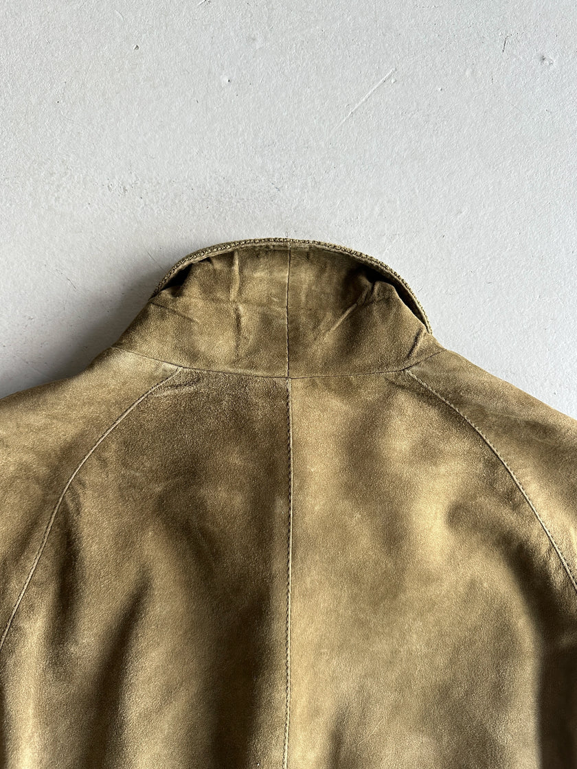 1980s DROPPED SHOULDERS SUEDE BUTTONED JACKET