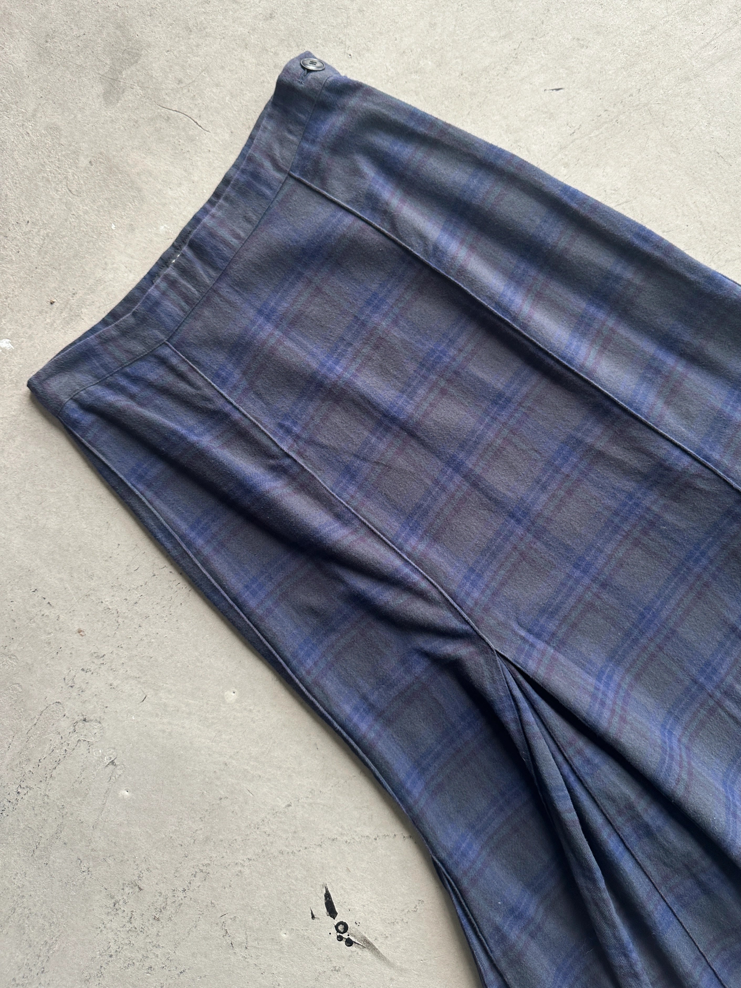 YOHJI YAMAMOTO Y's -  2000s PLAID SKIRT WITH FLARED HEM