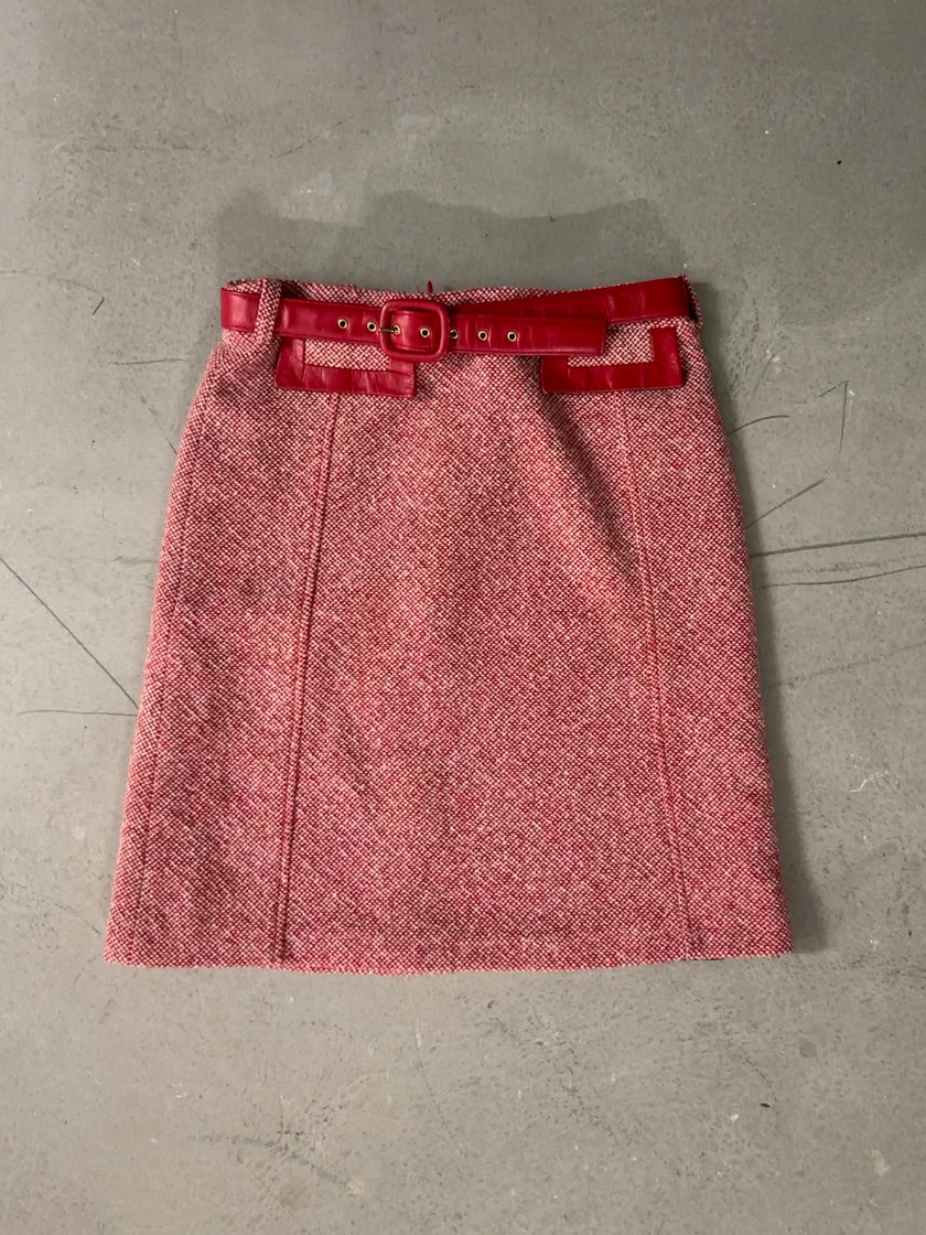 D&G -  TWEED SKIRT WITH LEATHER BELT