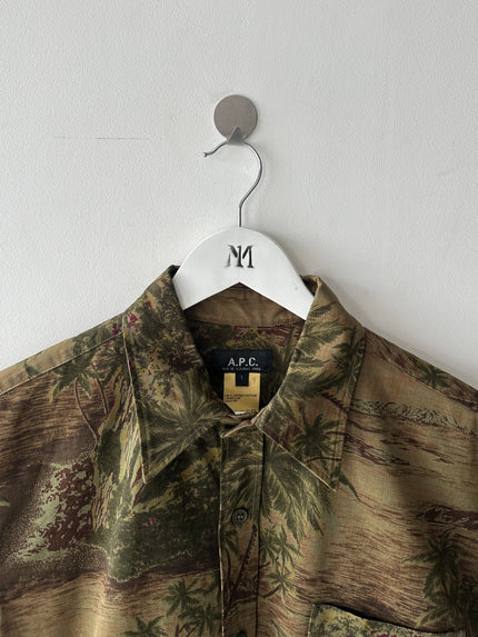 A.P.C. - S/S 2004 TROPICAL PRINT TEXTURED SHORT SLEEVE SHIRT