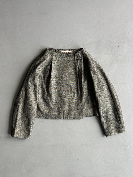 MARNI - 1990s CROP FIT HERRINGBONE BLAZER