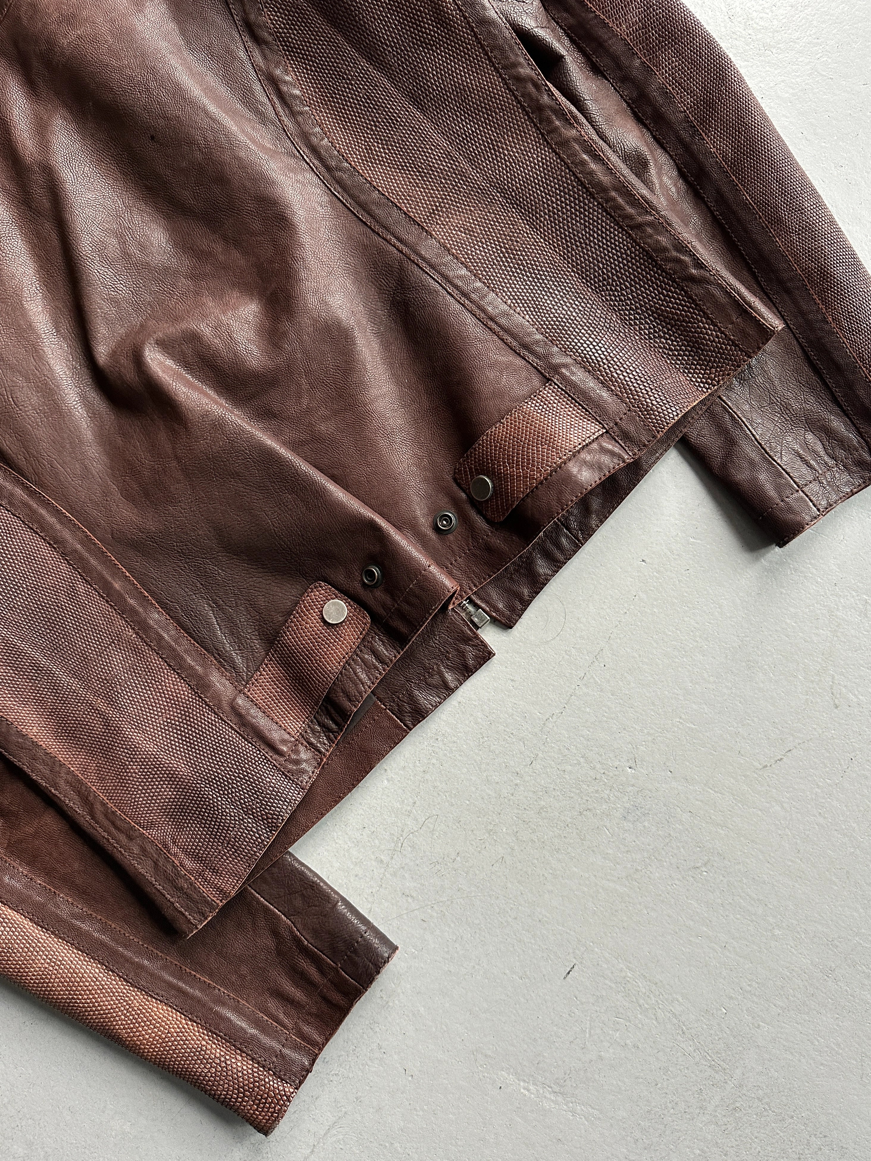 EMPORIO ARMANI - F/W 2005 BIKER LEATHER JACKET WITH SNAKESKIN DETAILS