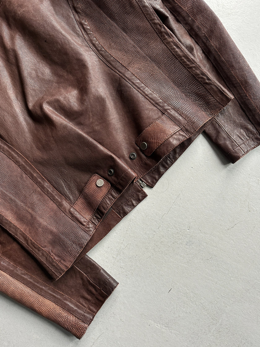 EMPORIO ARMANI - F/W 2005 BIKER LEATHER JACKET WITH SNAKESKIN DETAILS