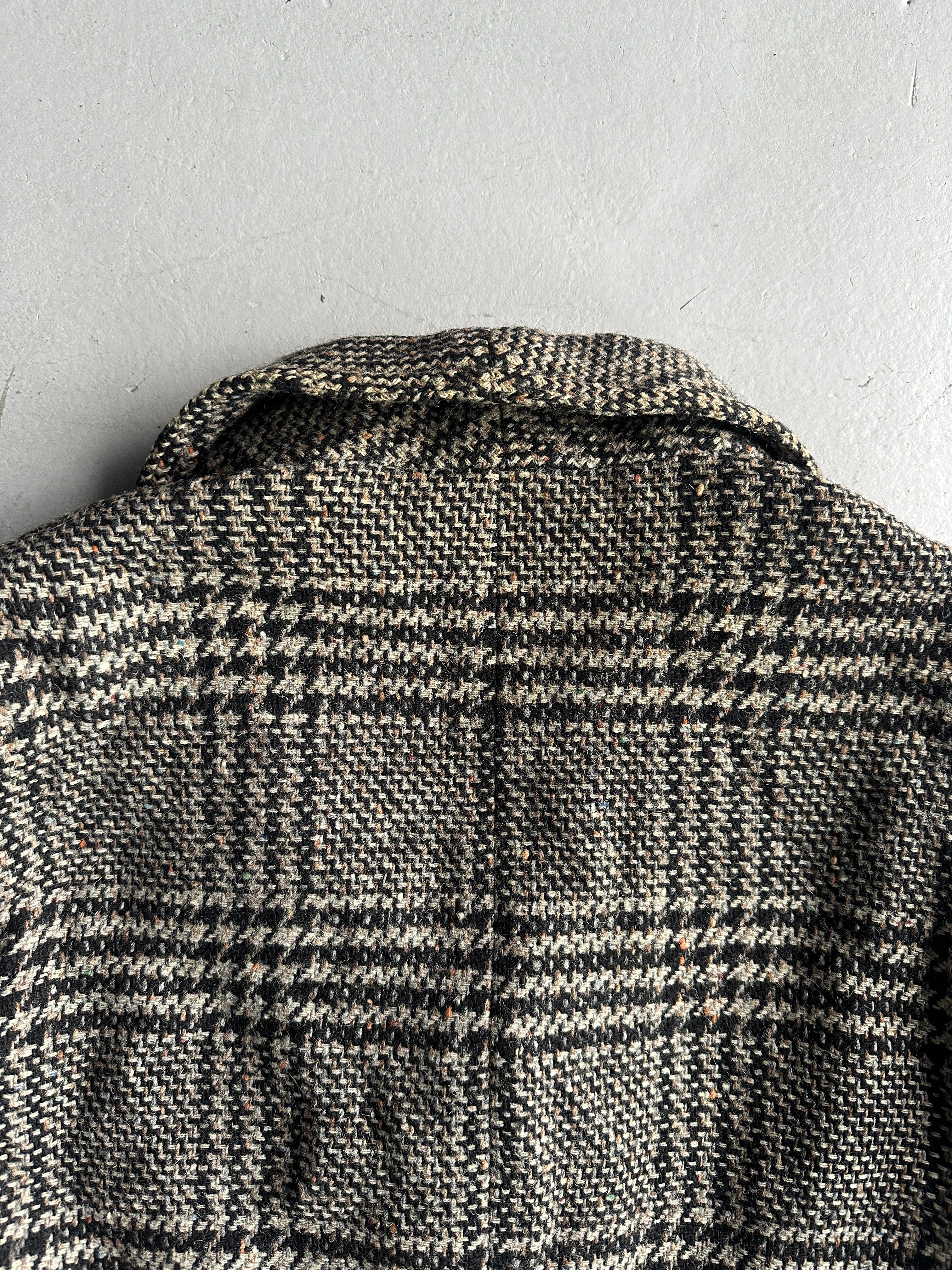 VALENTINO - 1980s BOXY FIT SHAWL COLLAR DOUBLE BREASTED PLAID JACKET
