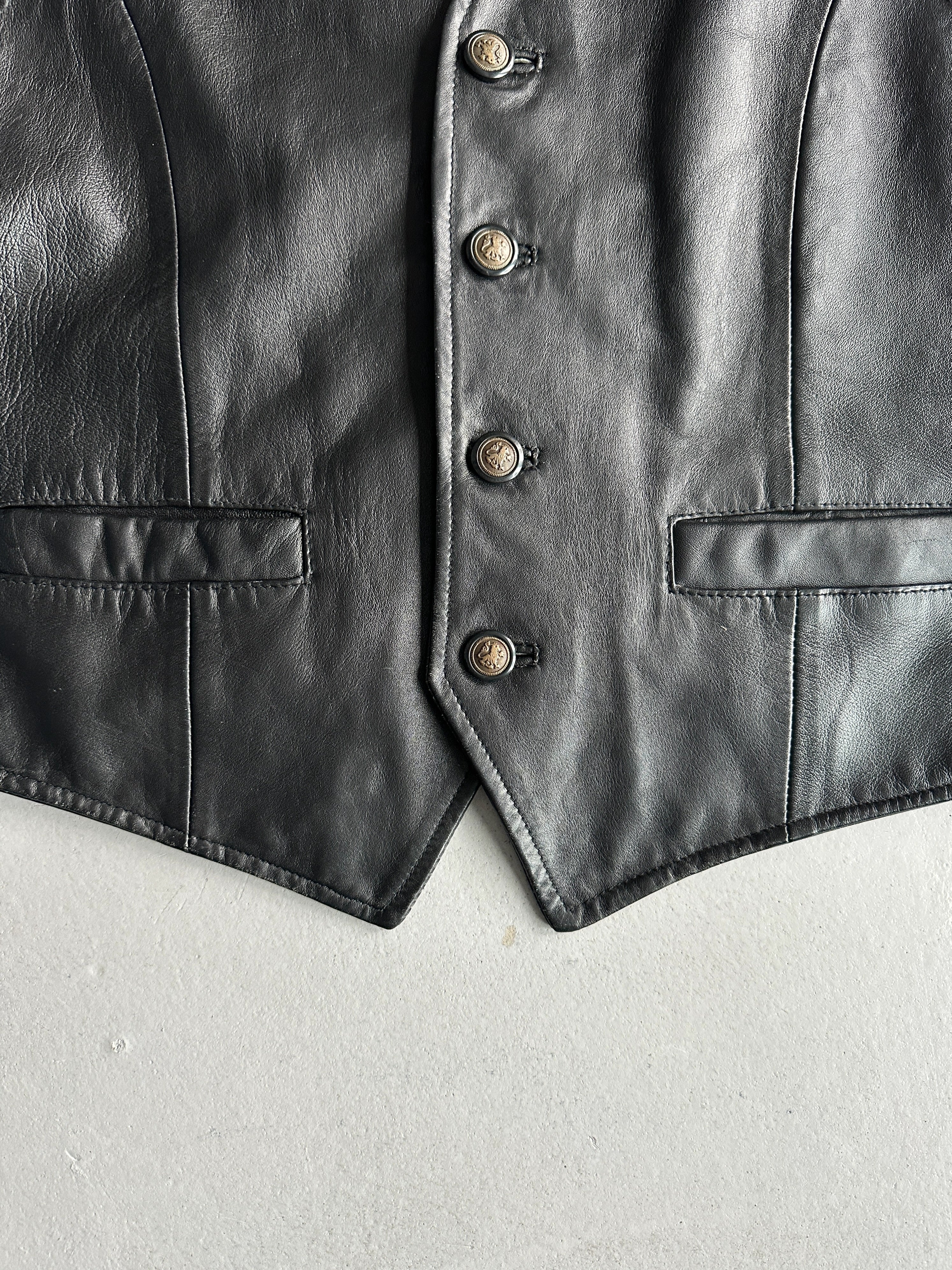 1990s BUTTONED LEATHER WAISTCOAT