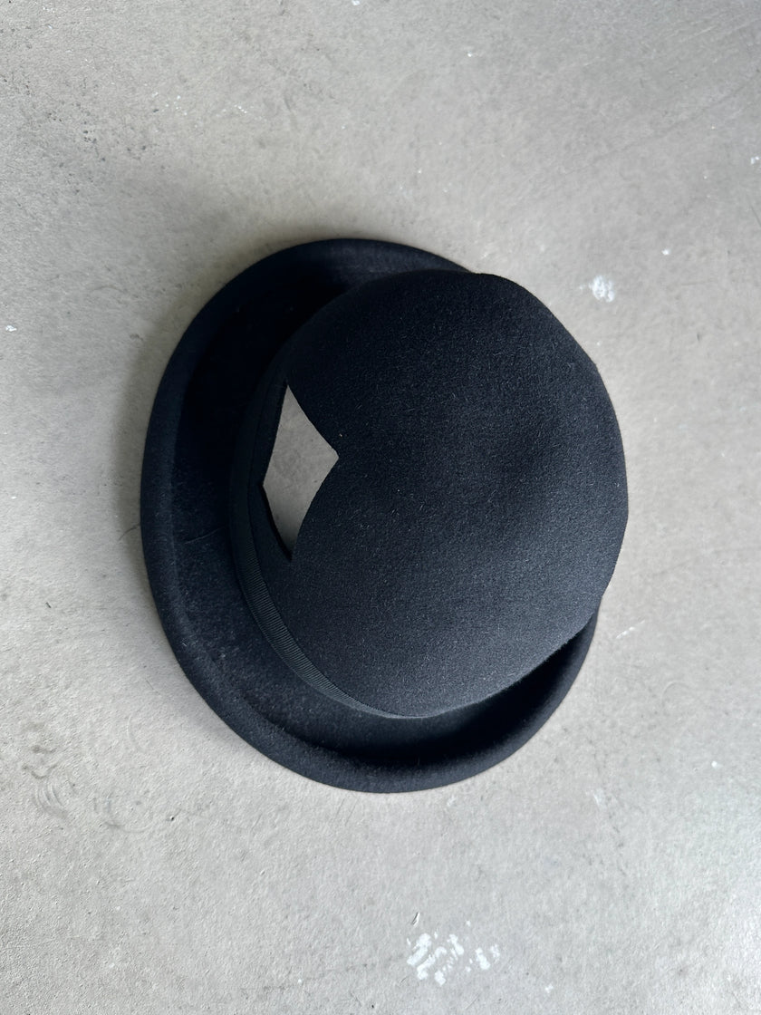EMPORIO ARMANI - 2000s BOWLER HAT WITH GEOMETRIC CUT