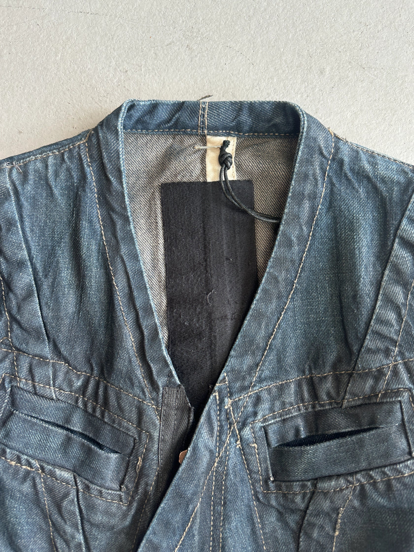 RICK OWENS SLAB - A/W 2003 SLIM FIT WAXED DENIM JACKET