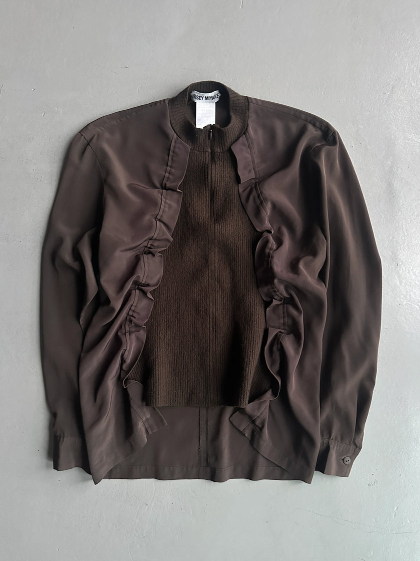 ISSEY MIYAKE - F/W 2007 ASYMMETRICAL RUFFLED FRONT LONG SLEEVE TOP