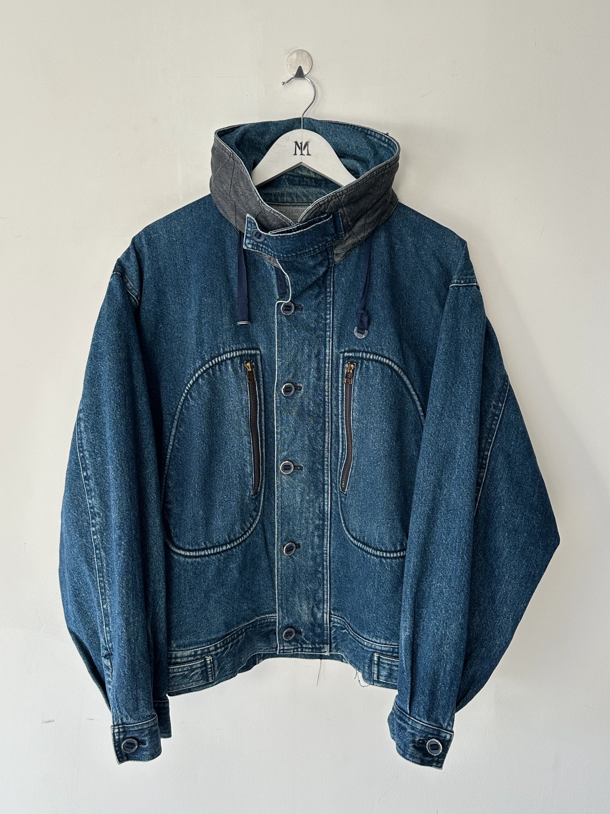 BONEVILLE BY MASSIMO OSTI - 1980s OVERSIZED DENIM BOMBER JACKET